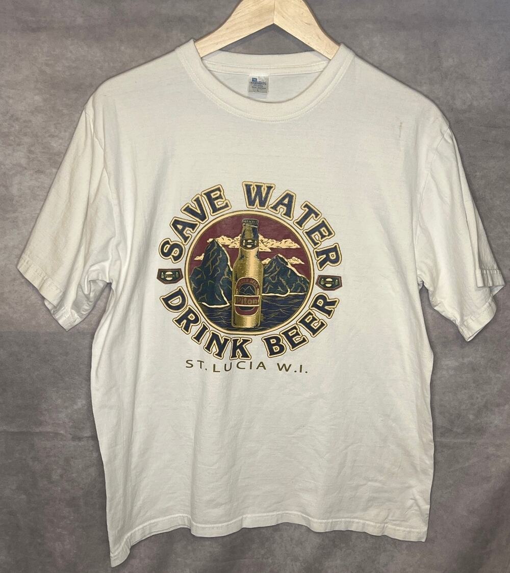 Vintage Piton Lager "Save Water Drink Beer" T-shirt St. Lucia size L
